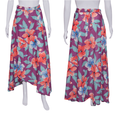 1970's Aloha Hibiscus Floral Wrap Skirt - Size M