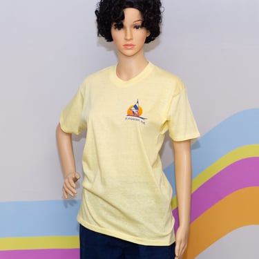 Vintage 1980s Pale Yellow T-Shirt | St. Maartens N.A. | Small / Medium | 15 