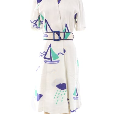 Hanae Mori Nautical Print Dress