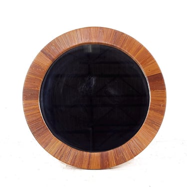 Bielecky Brothers Mid Century Rattan Round Mirror - mcm 