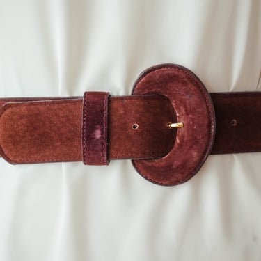 burgundy suede belt | 80s vintage oxblood cordovan leather wide statement belt 