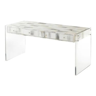 Theodore Alexander Contemporary Faux Bone and Acrylic Quadrilateral Writing Desk