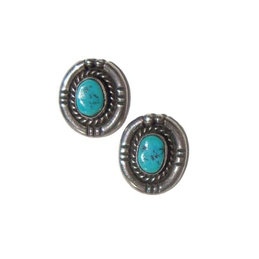 Vintage Ramona Loloma Sterling & Turquoise Hopi Earrings 