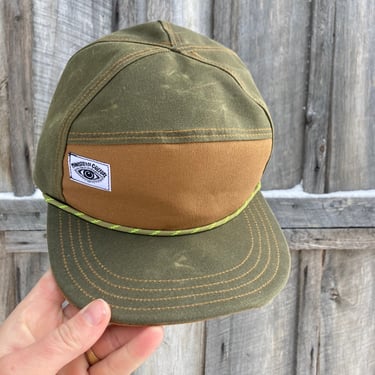 Handmade 6 Panel Hat, Triangle Front Baseball Cap, Waxed Canvas Camp Hat, Snap Back Hat, 7 Panel Olive Green Hat, gift for him 