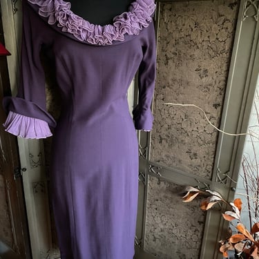 Vintage 1950s 60s Purple Eisenburg Originals Wiggle Dress - Small W: 27 - 28