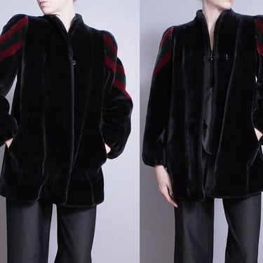 Vintage | 1970's | SASSON | Black | Faux Fur | Overcoat | Coat | M 
