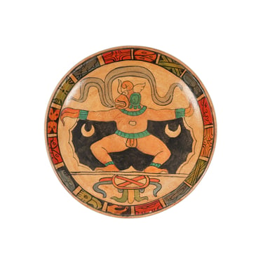 Polychrome Decorative Ceramic Plate Bowl South American 