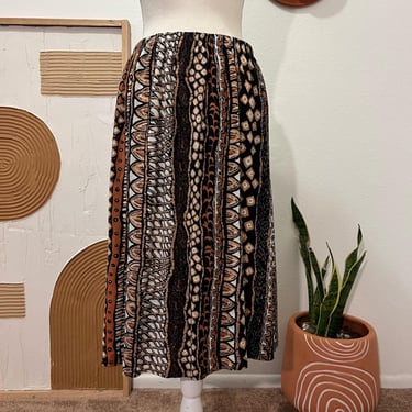 Vintage 90s Desert Print Rayon USA Made Summer Midi Skirt 