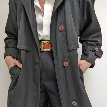 Vintage Midnight Belted Twill Trench Coat