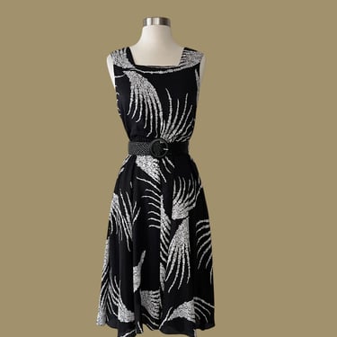 Vintage Black & White Abstract Dress, Size XS - Small 