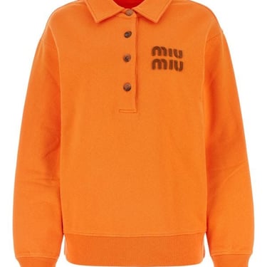 Miu Miu Woman Orange Cotton Sweatshirt