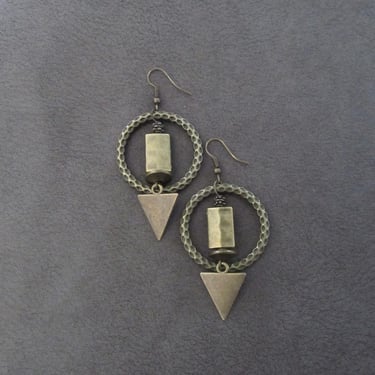 Hammered bronze hoop earrings 
