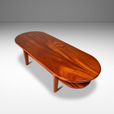 Custom Made Art Deco Mid-Century Modern Two-Tier Coffee Table in Solid Mahogany, USA, c. 1940s 