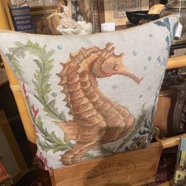 Needlepoint Seahorse pillow 16x16