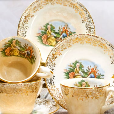 VINTAGE: 3 Sets - Unique Small Cup and Saucer Sets - Eastern China - 22K Gold - SKU 32-C-00032613 