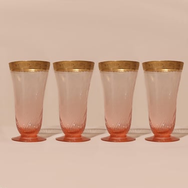 Vintage Rose Pink Glasses by Tiffin Franciscan, Vintage Stemware, Vintage Pink Glasses, Retro Bar Decor 