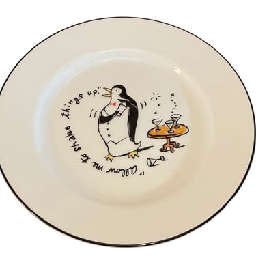 Vintage 2000s Set Of 8 Tipsy Penguin Salad Dessert Snack Plates by Pottery Barn 