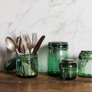 quintessentially french vintage green canning jar