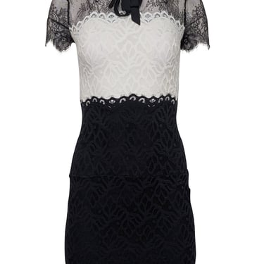 Sandro - Black & White Lace Peter Pan Collar Dress Sz XS