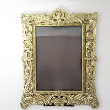 Vintage Brass Picture Photo Frame - Decorative PhilipWhitney Brass Scroll Photo Frame 