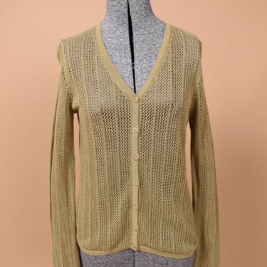 Moss Green 90s Lace Knit Cardigan by Jones New York, S/M