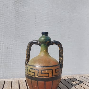 Vintage Ceramic Glazed Vase / Large Glazed Vase With Handles / Unique Retro Vase / MCM Ceramic Vase /Vintage Pottery / MCM Pottery /70's 