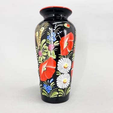 1960s Hand Painted 'Chodska' Ceramic Vase / Vintage Ceramic Vase / Floral Motif / Hand Painted 