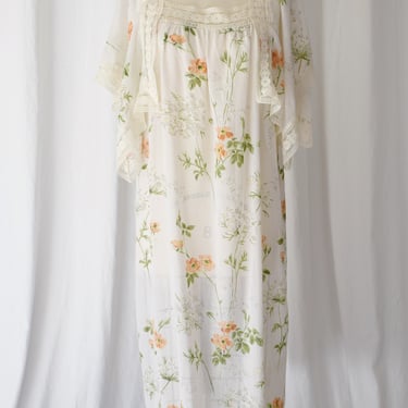 1970s Late Summer Floral Dress | OS 