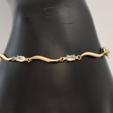 90's white topaz gold wash sterling bars Ross-Simons bracelet, 925 silver vermeil bling wave links 