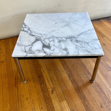 Le Corbusier LC10 Coffee/End Table with Italian Carrera Marble Top