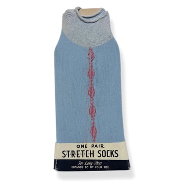 New w/ Tags ~ Vintage 1940s/1950s Stretch Nylon Socks ~ size 10 to 13 ~ Blue / Embroidered ~ Dress ~ Deadstock / NOS 