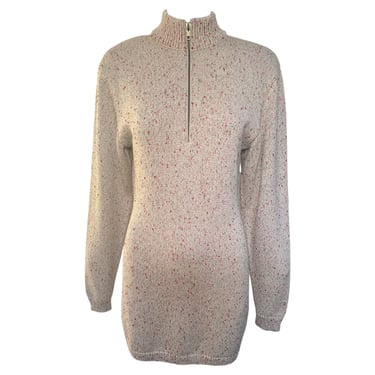 Alaia A/W 1986 Flecked Beige Mini Zip-Up Sweater Dress