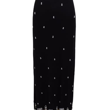 VIVIENNE TAM- 1990s Black Mesh Beaded Maxi Skirt, Size 8