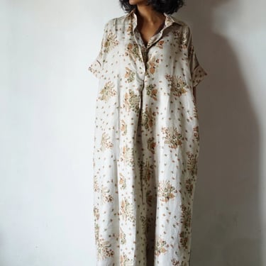 Upcycled Collared Silk Dress/Kaftan
