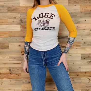 80's Vintage Loge Elementary Wildcats Raglan T Shirt 