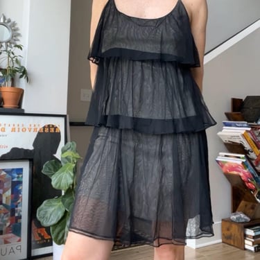 VTG Y2K Jay Godfrey Tiered Layered Sheer Dress 