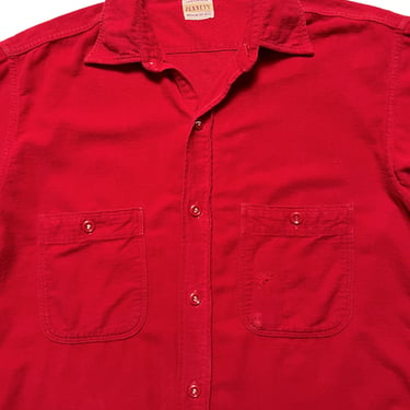 Vintage 1950s/1960s PENNEY'S Sanforized 100% Cotton Chamois Shirt ~ M ~ Work Wear / Hunting ~ Flannel ~ 