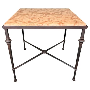 Hand Hammered & Marble Hollywood Regency Maison Baguès Style Occasional Table 