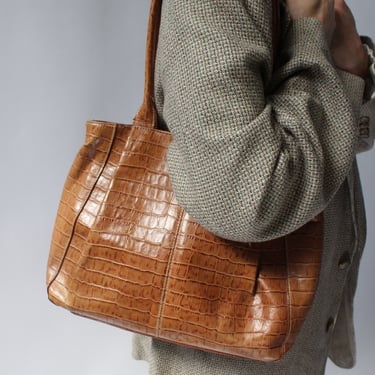 90s Caramel Embossed Leather Purse