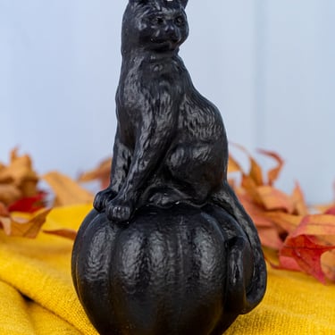 Lucky Black Cat on Pumpkin Candle