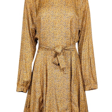 Derek Lam - Yellow Paisley Print Godet Mini Dress Sz 8