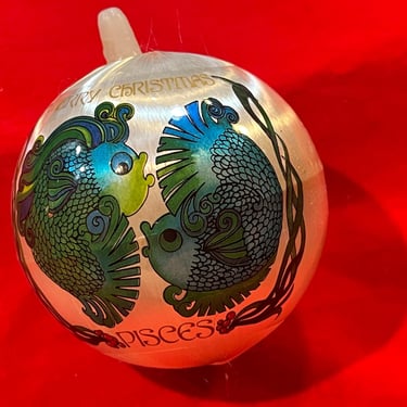 vintage Pisces Christmas ornament spun satin ball zodiac wrap 