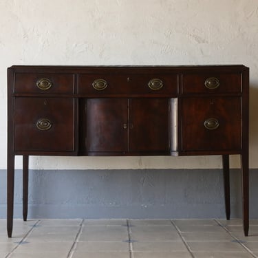 Rare Squared Federal American Sideboard with Blue Stone Top Insert Circa 1805