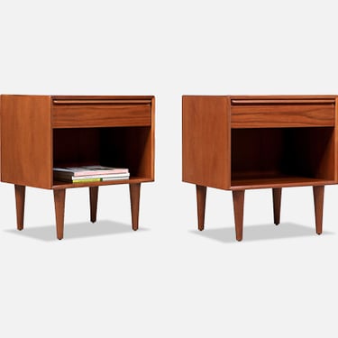 Mid-Century Modern Teak Night Stands with Bookcase by Westnofa