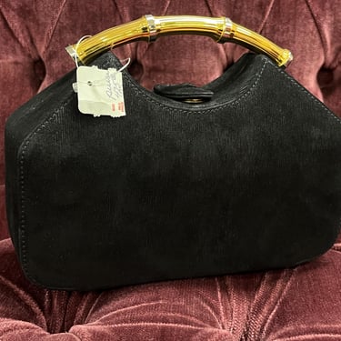 black evening bag vintage bamboo handle cocktail bag 