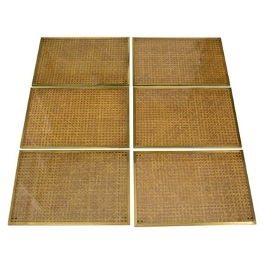 Christian Dior Home Lucite Rattan and Brass Placemat or Charger Set, 6 pieces