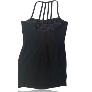 90s Black Caged Strappy Mini Dress // Jones New York // Size Medium 