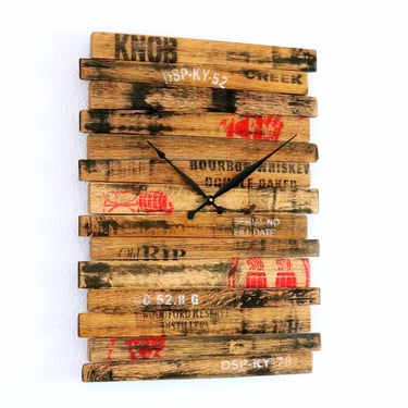 Whiskey Barrel Stave Wall Clocks - Large Bourbon Barrel Clock - Vintage Artisan Wall Art 