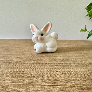 Vintage White Ceramic Bunny - Hand Painted 