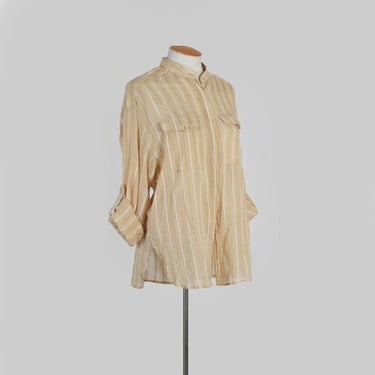 90s Liz Claiborne semi sheer striped cotton rayon blouse 